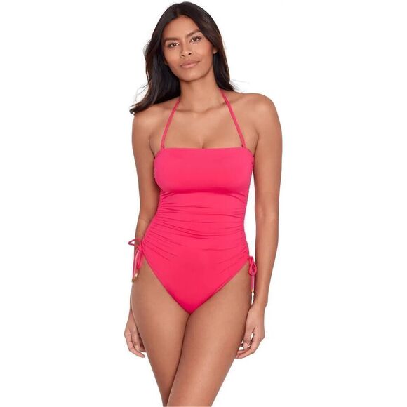 Lauren Ralph Lauren. Beach Club Solids Ruched Strapless One Piece NEW NWT - Picture 4 of 11